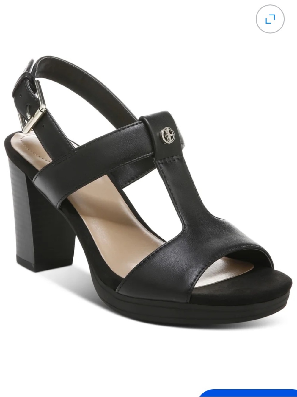 New Giani Bernini Sz 9.5 Paulette Dress Sandals Black Smooth Heels Ret $79!